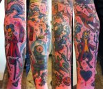 mark-lonsdale-tattoo-bondi-sydney-simpsons-characters-tradional-style-half-sleeve
